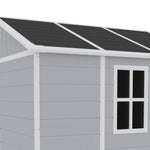 8x6ft Outdoor Plastic Tool Shed With Apex Roof & Floor, Double Doors, Ventilation & Window, Lockable Backyard Storage House