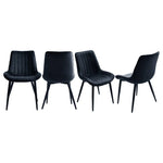 Set Of 2/4 Velvet Dining Chairs With Quilted Design, Wooden Frame, And Metal Legs | Set of 4 | Black