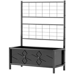 Raised Bed With Trellis, Galvanised Planter Box, Black