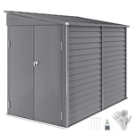 5 X 9ft Galvanised Metal Garden Shed With Foundation Kit | Grey