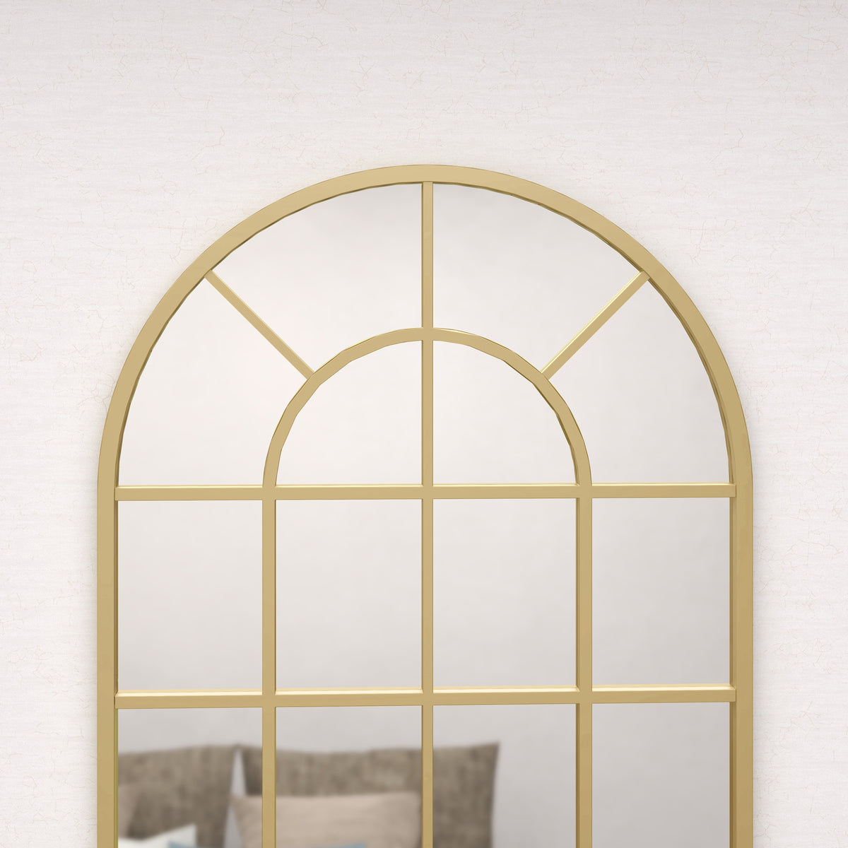 HOMCOM Modern Arch Window Wall Mirror For Living Room Bedroom, Gold Tone