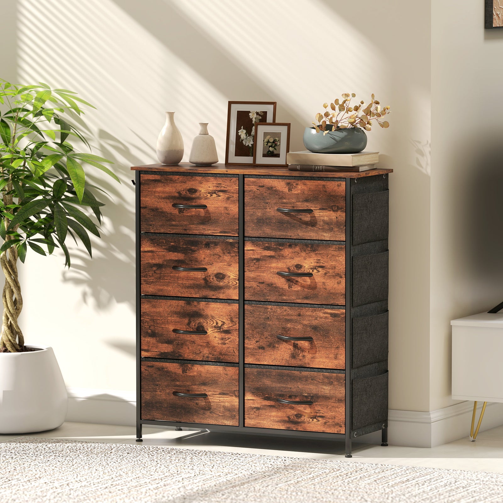 Fabric Chest Of Drawers, 8 Drawer Dresser For Bedroom | Brown
