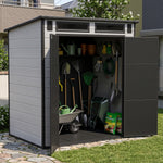 6 X 4ft Outdoor Garden Pent Roof Tool Storage Shed | Dark Grey