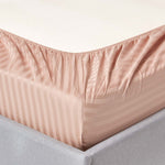 Egyptian Cotton Satin Stripe Fitted Sheet 330 Tc | Double | Taupe