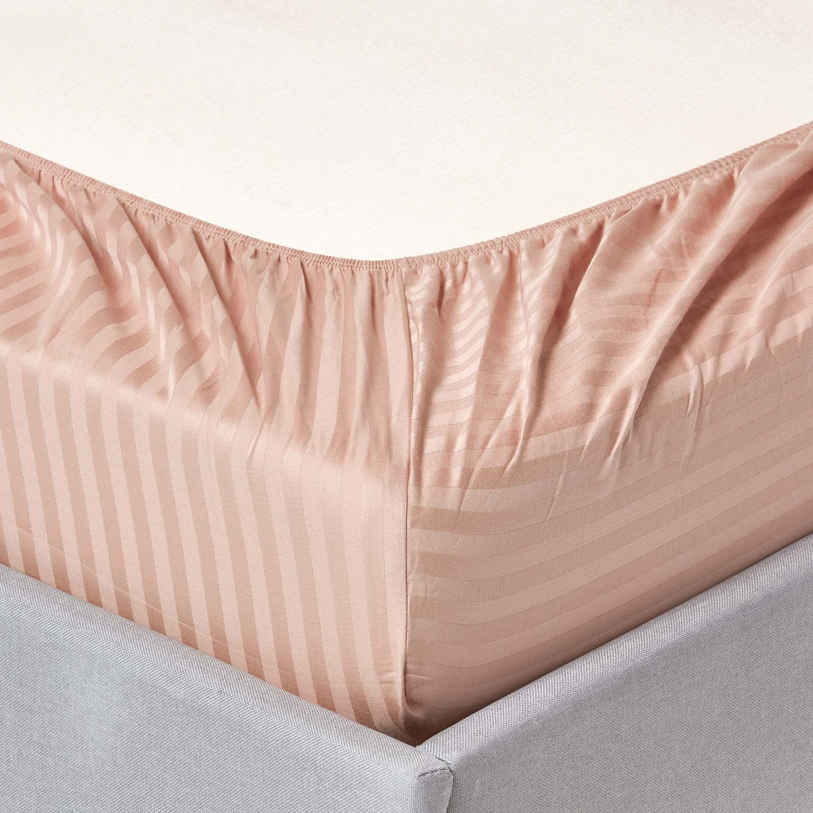 Egyptian Cotton Satin Stripe Fitted Sheet 330 Tc | Small Double | Taupe