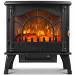 3-sided Glass Electric Fire Fan Heater With Flame Effect | Black