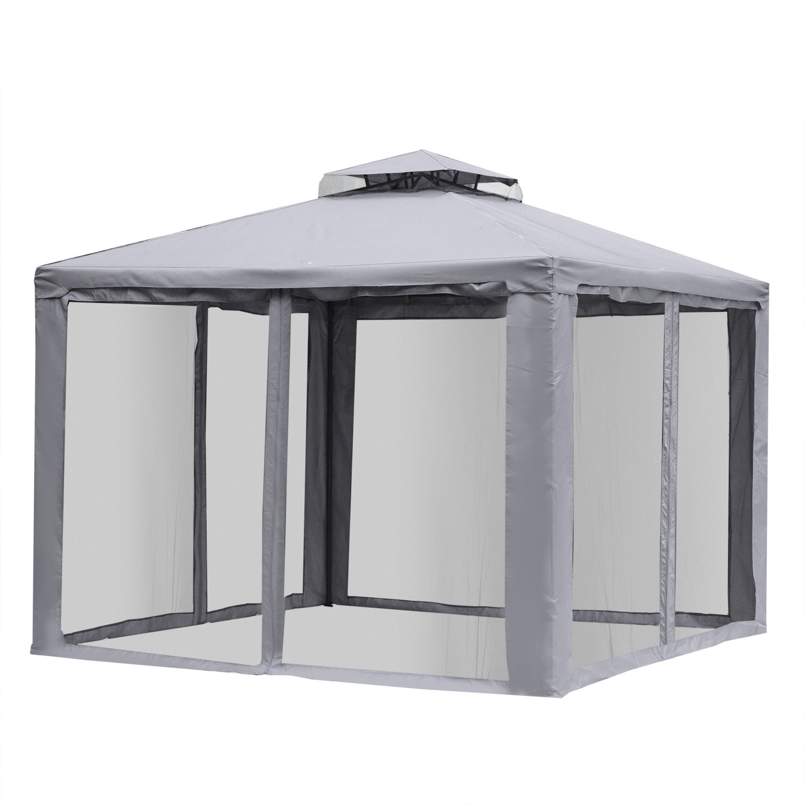 3 X 3 M Metal Gazebo Garden Outdoor 2-tier Roof Marquee | Grey