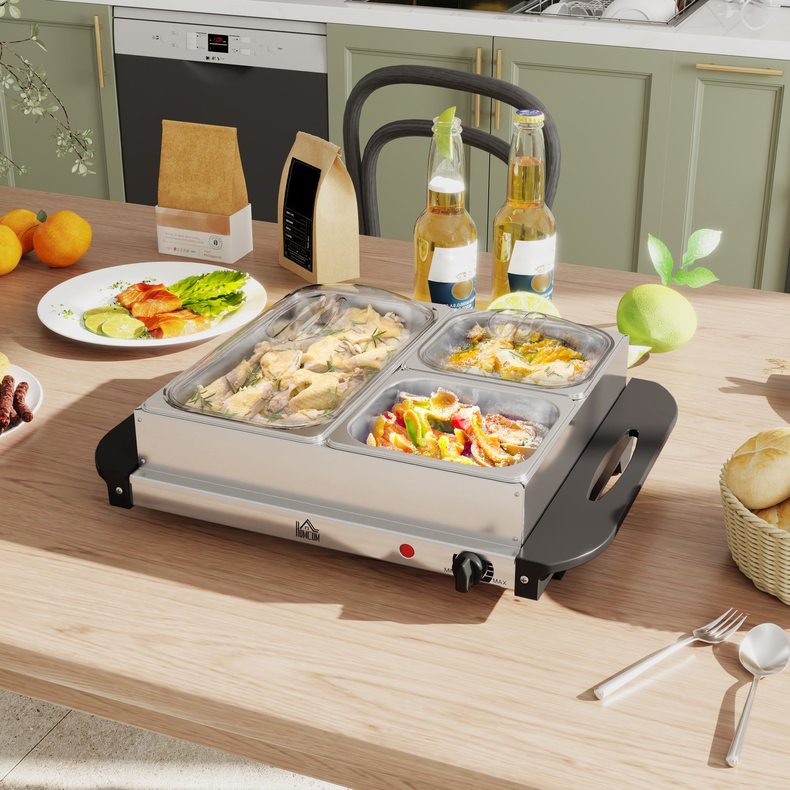 6l Electric Food Warmer Buffet With Cool Touch Handles