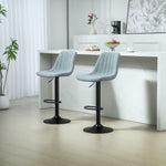 Bar Stools Set Of 2 Adjustable Swivel With Backrest | One Size | Light Blue