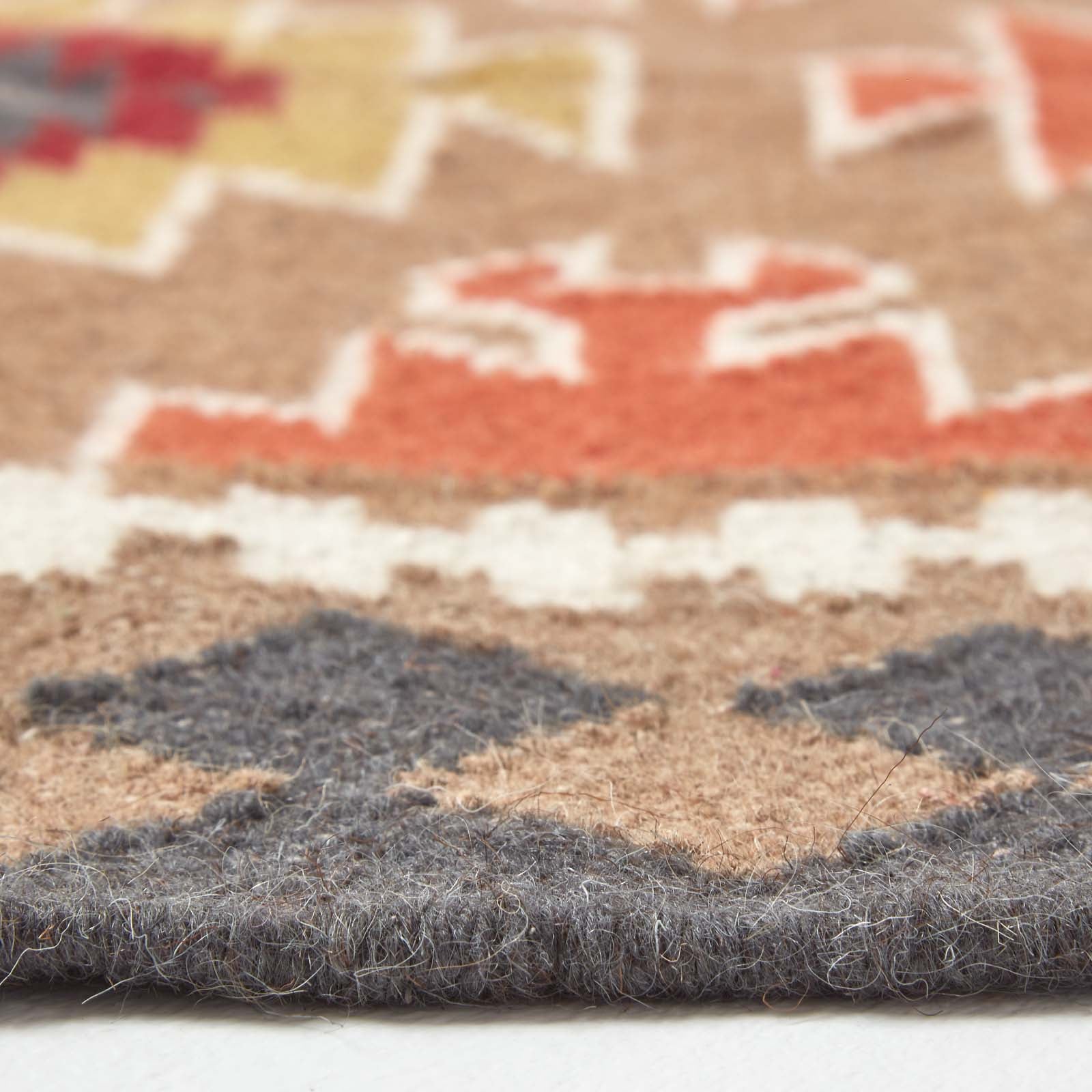 Jaipur Handwoven Brown And Orange Kilim Wool Rug | 120cm x 180cm | Brown