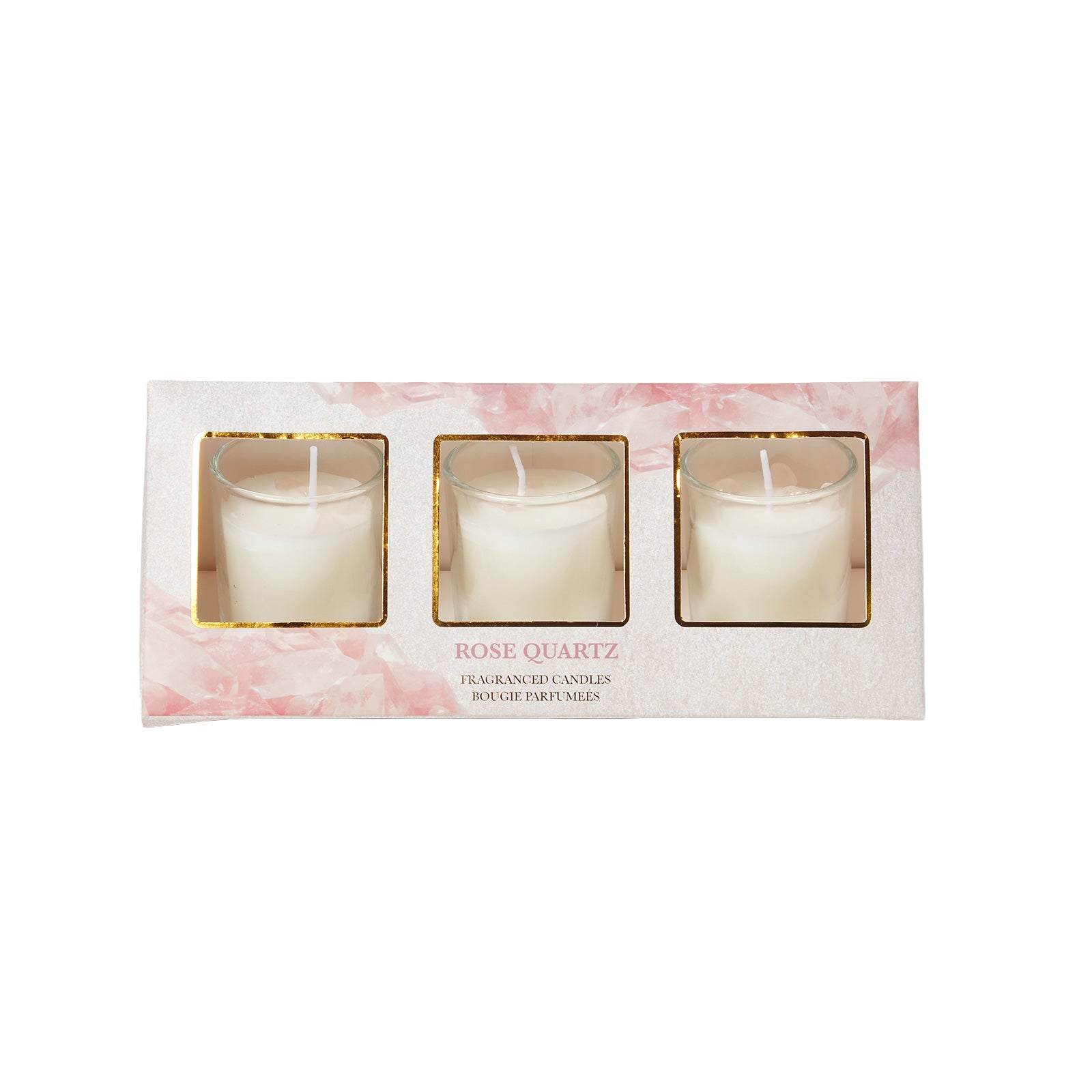 HOMESCAPES Quartz Eucalyptus Crystal Scented Candle Set, Pack Of 3