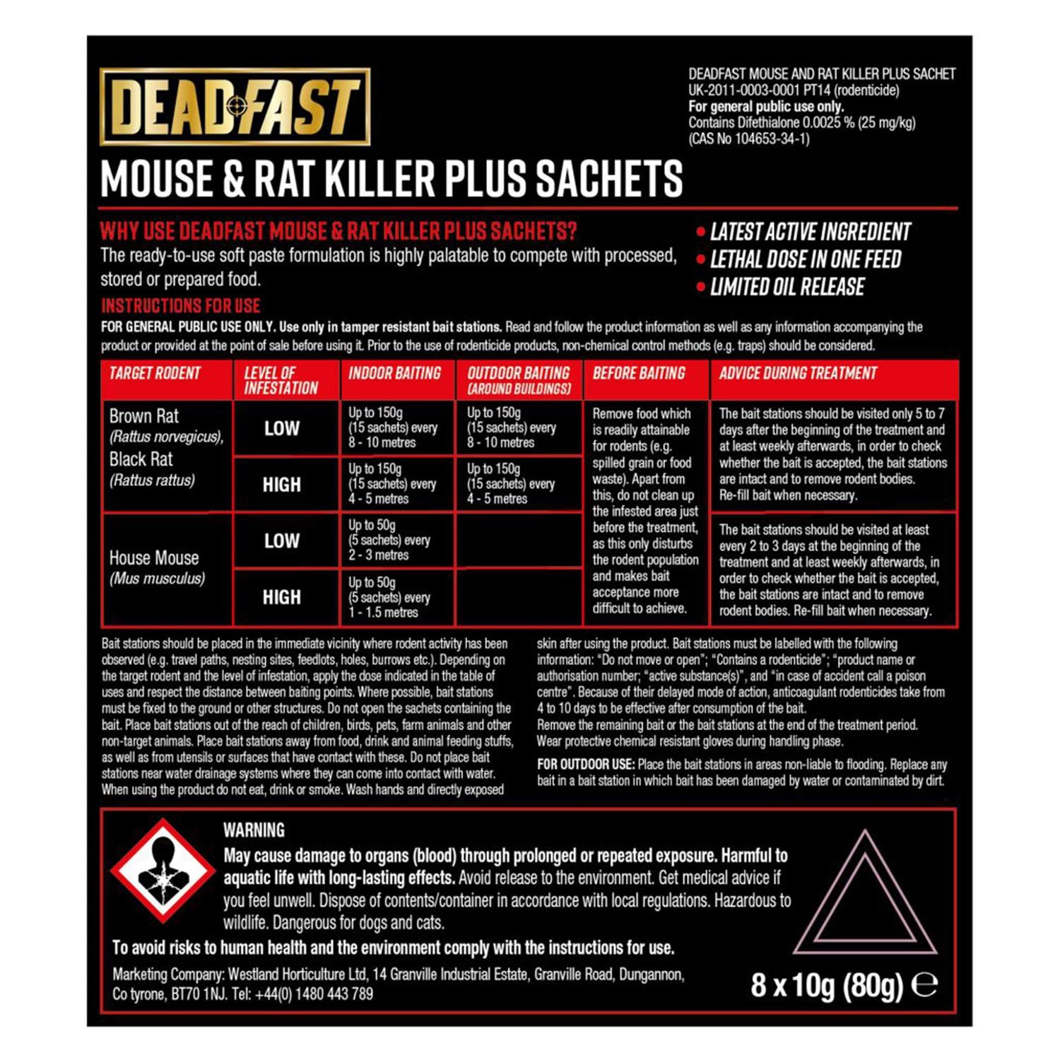 Mouse And Rat Killer Plus Rodent Control Poison 8 Sachets | 8 Sachets | Green