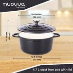 Cast Iron Dutch Oven With Lid Casserole - 24cm (4.7l) | Black