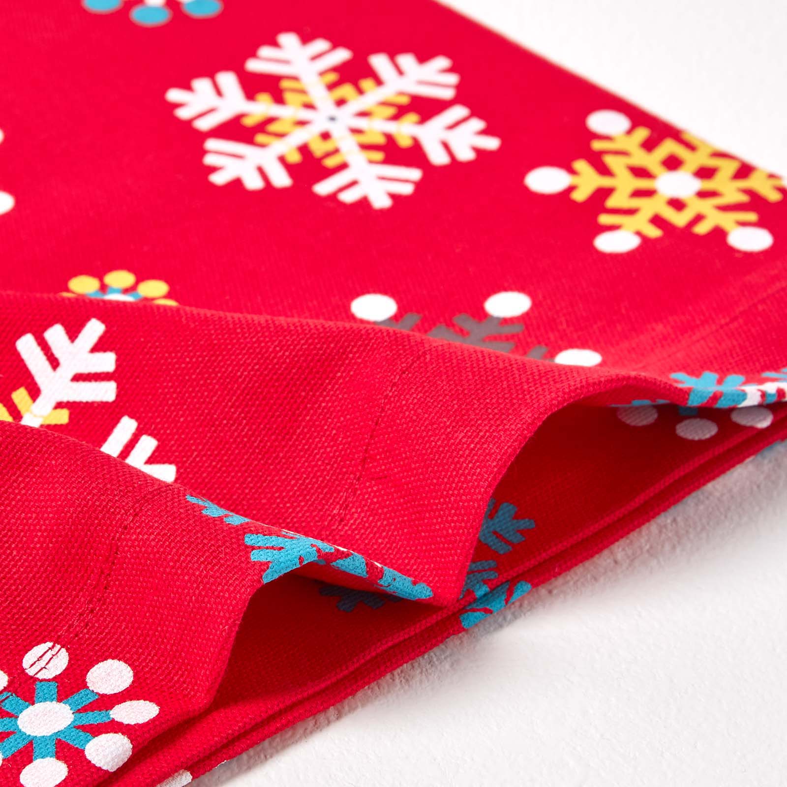 Cotton Christmas Red Snowflake Tablecloth | 54" x 70" | Red