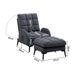 Frosted Velvet Armchair With Footstool Set– Adjustable 110°-180° Recline, Cozy Upholstered Chair With Metal Legs, Ergonomic Comfort | Grey
