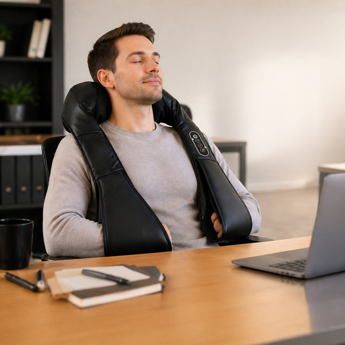 HOMCOM Neck Massager With Heat, Deep Tissue Shiatsu 3d Kneading Massager