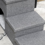 3 Step Dog Steps For Bed W/ Cat House Storage Boxes For Sofa Grey