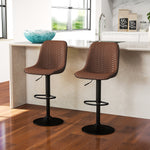 Set Of 2 Bar Stools, Adjustable Swivel Breakfast Barstools | Set-of-2 | Brown