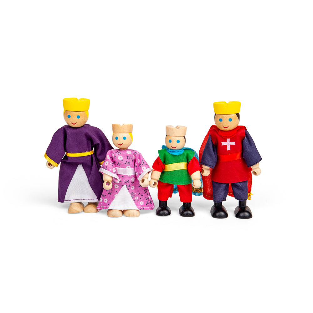 4 Wooden Royal Family Figures, 11cm Tall