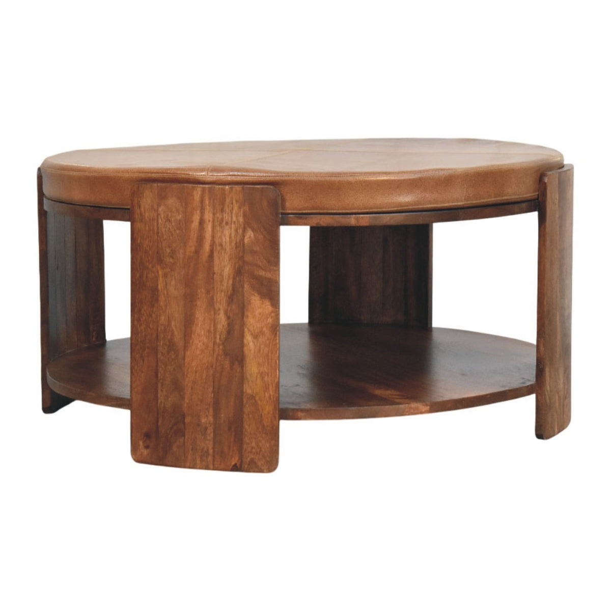 Solid Wood Savoy Leather Coffee Table