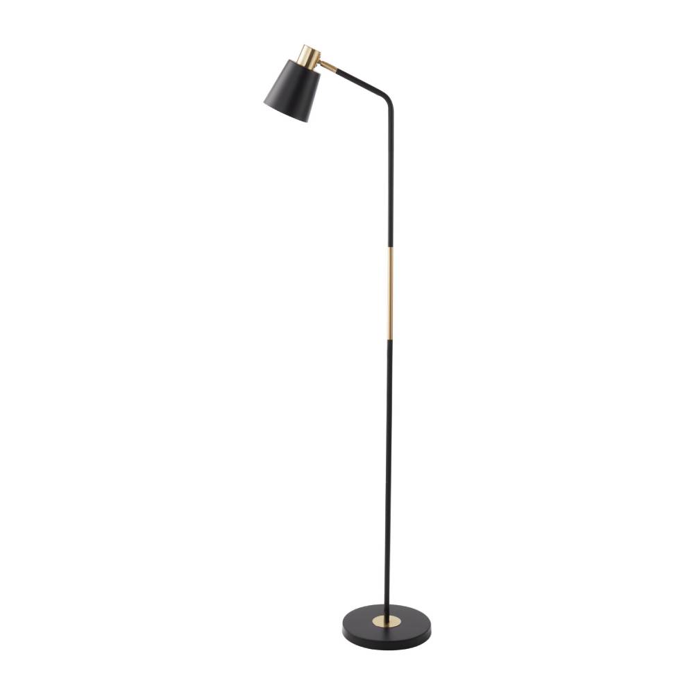 Modern Minimalist Floor Lamp With Adjustable Shade, Gold Accents，sleek Iron Design For Study | Black