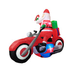 1.8m Santa On Motorcycle Christmas Inflatable Model Decoration With Led Lights