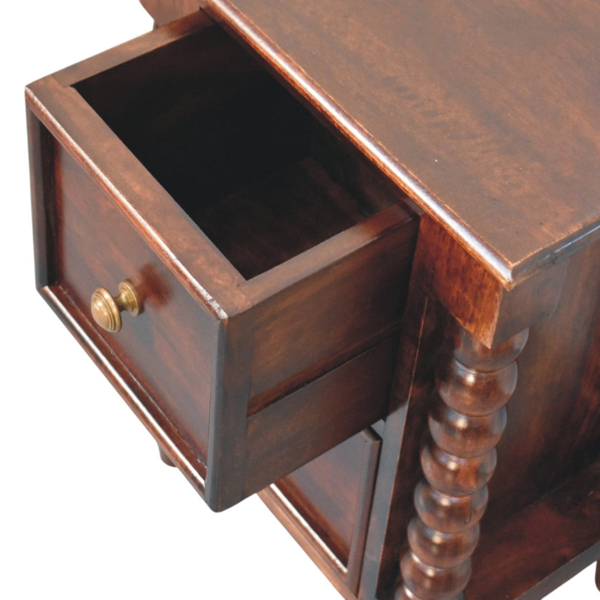 Solid Wood Spindle Winewood Nightstand