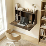 HOMCOM Wall Mounted Table W/ Space Saving Storage Compartments