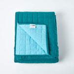 Cotton Quilted Reversible Bedspread | 200cm x 200cm | Teal Blue