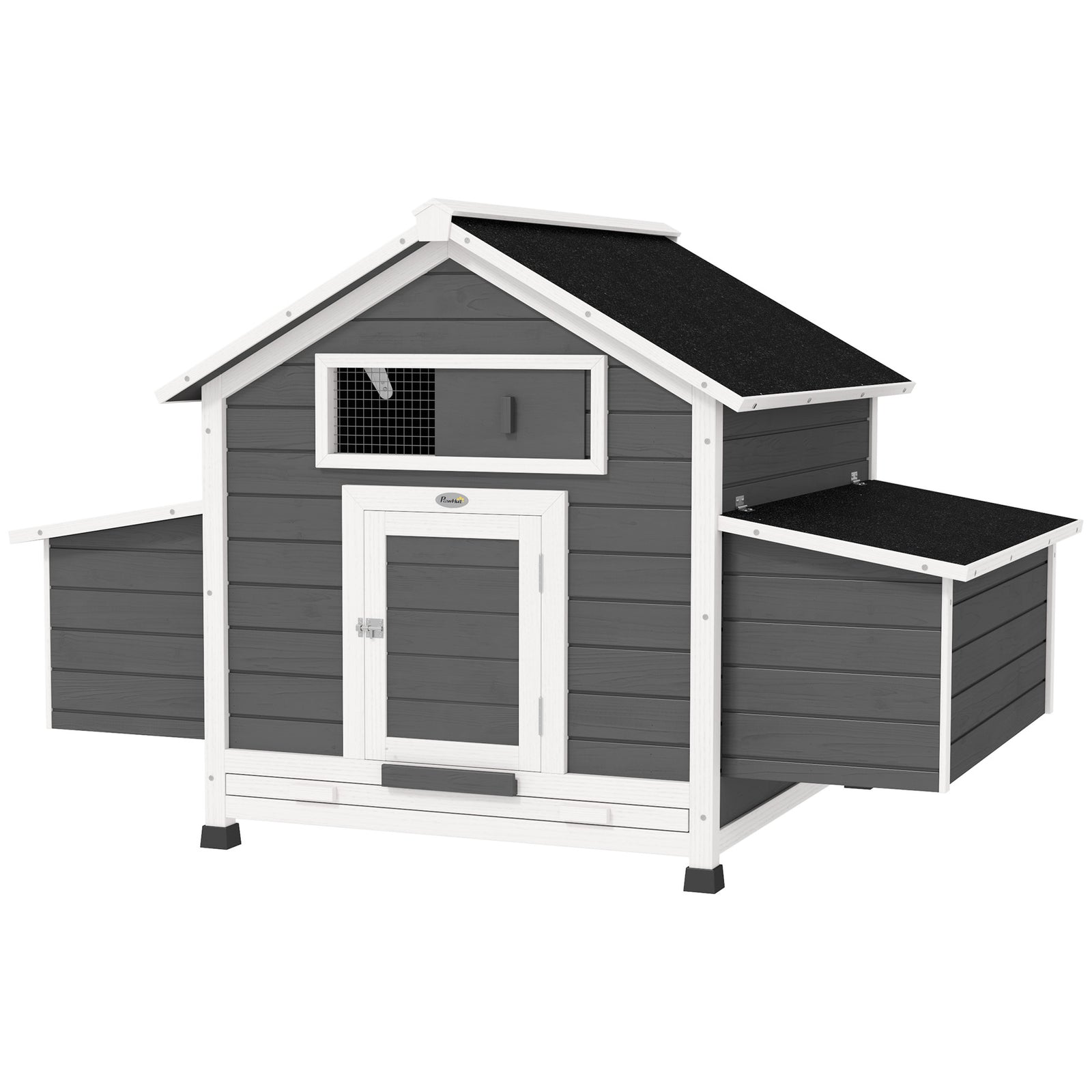 Chicken Coop With Nesting Box, Openable Top, Pull-out Tray | Grey