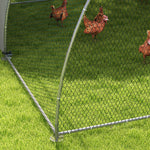 Pawhut Walk-in Chicken Run With Cover, For Chickens | Silver