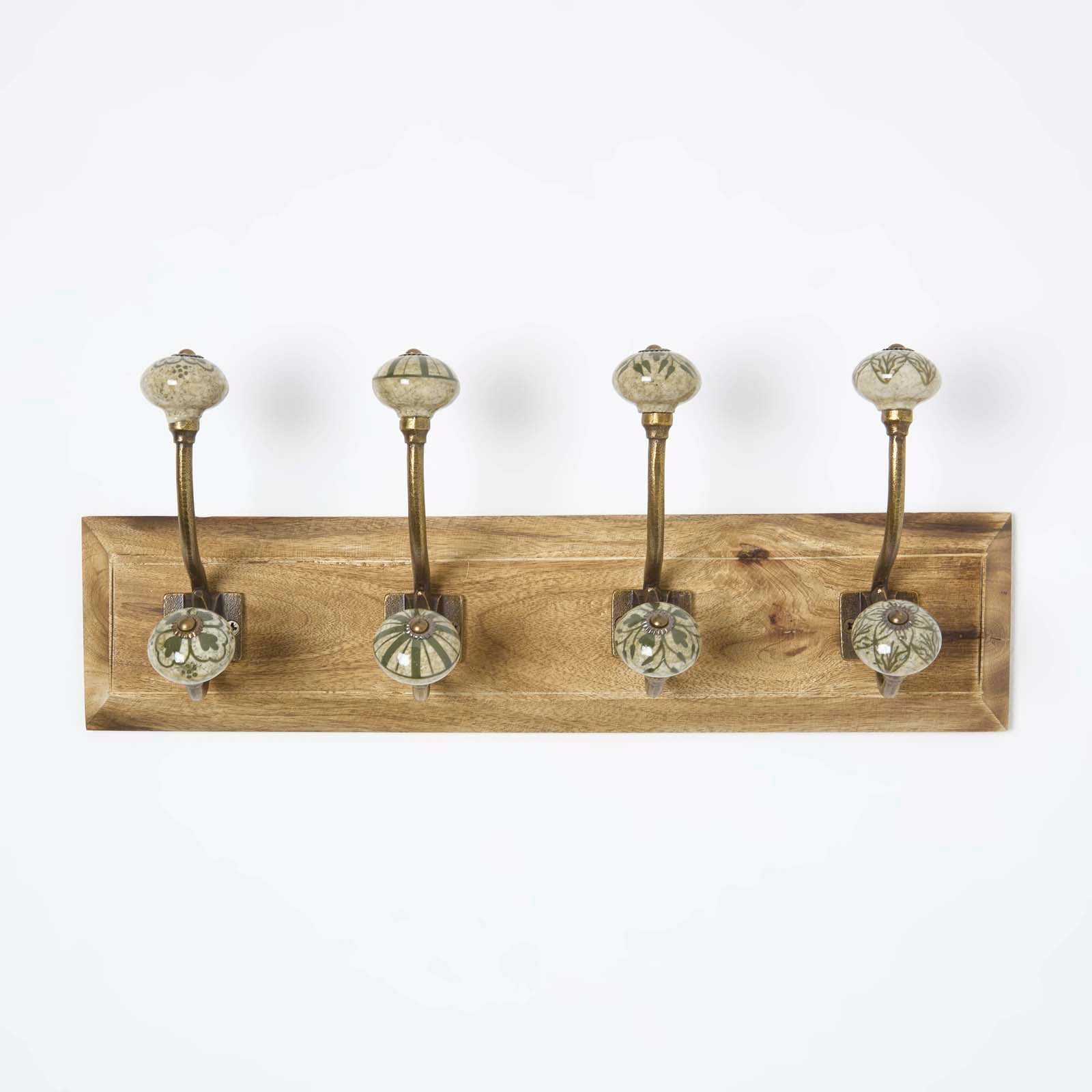 Decorative Green Wall Mounted Coat Hook Rack