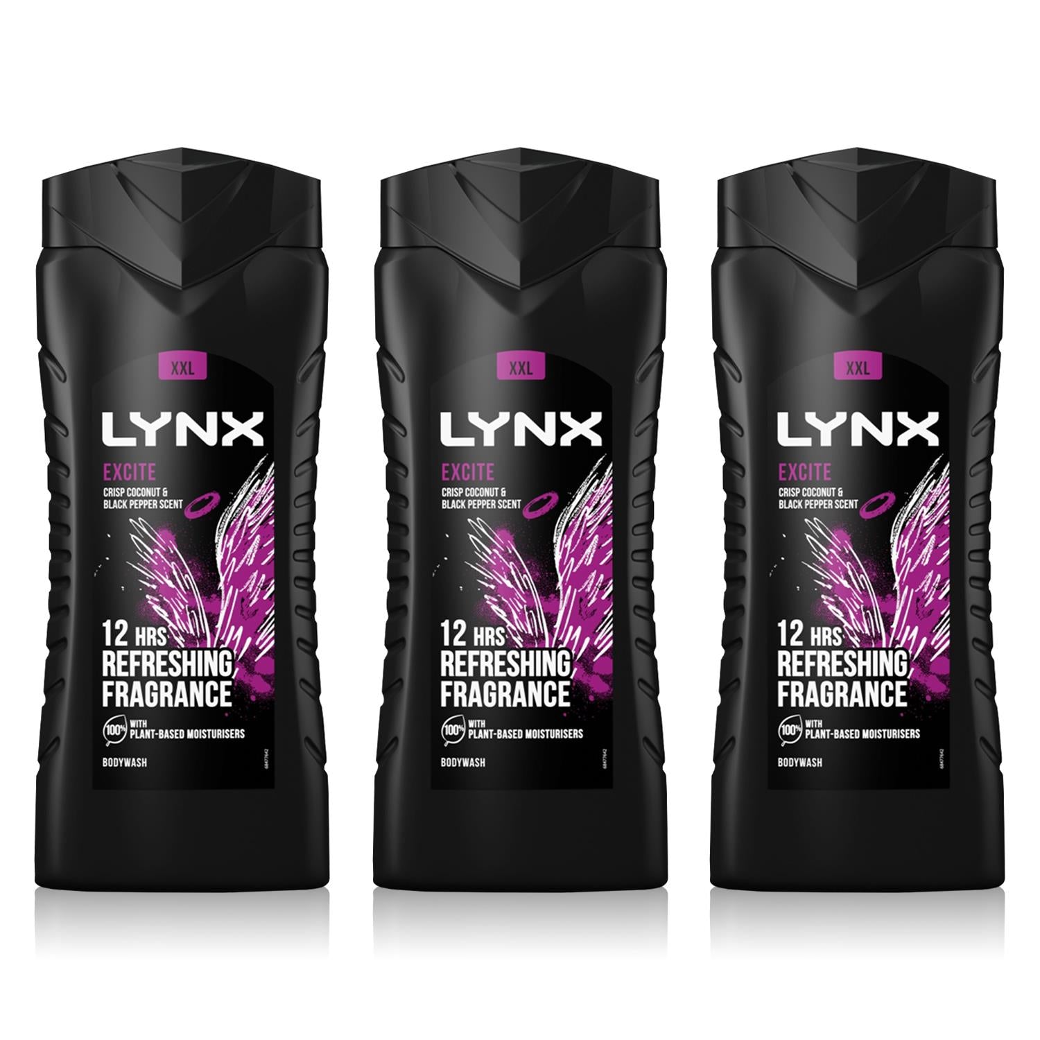 Excite 12h Refreshing Fragrance Shower Gel Bodywash, 3x 500ml