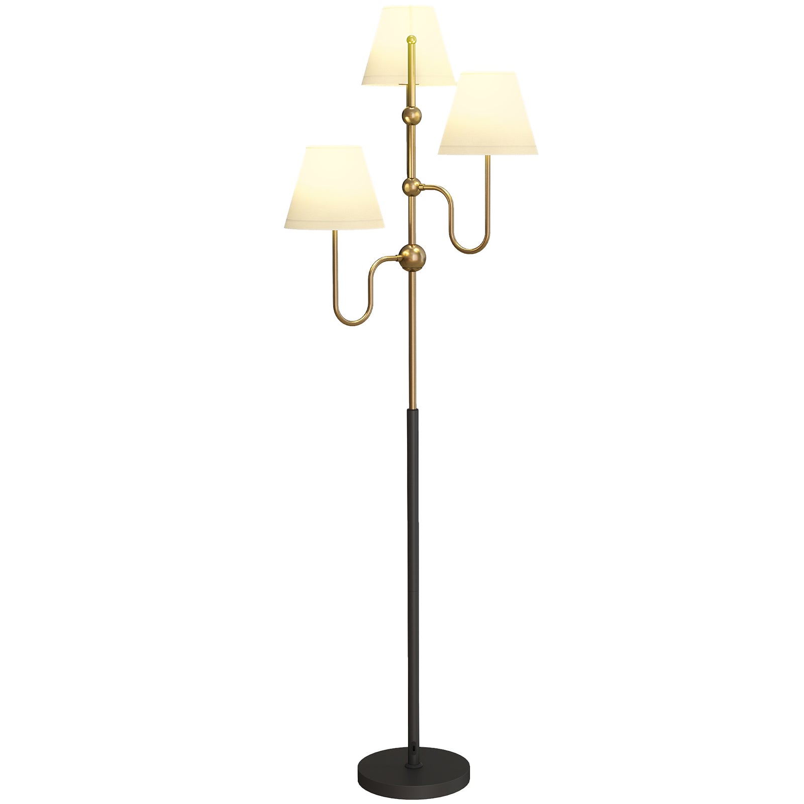 HOMCOM 3-light Floor Lamp, 165 Cm Tall Standing Lamp With Foot Switch