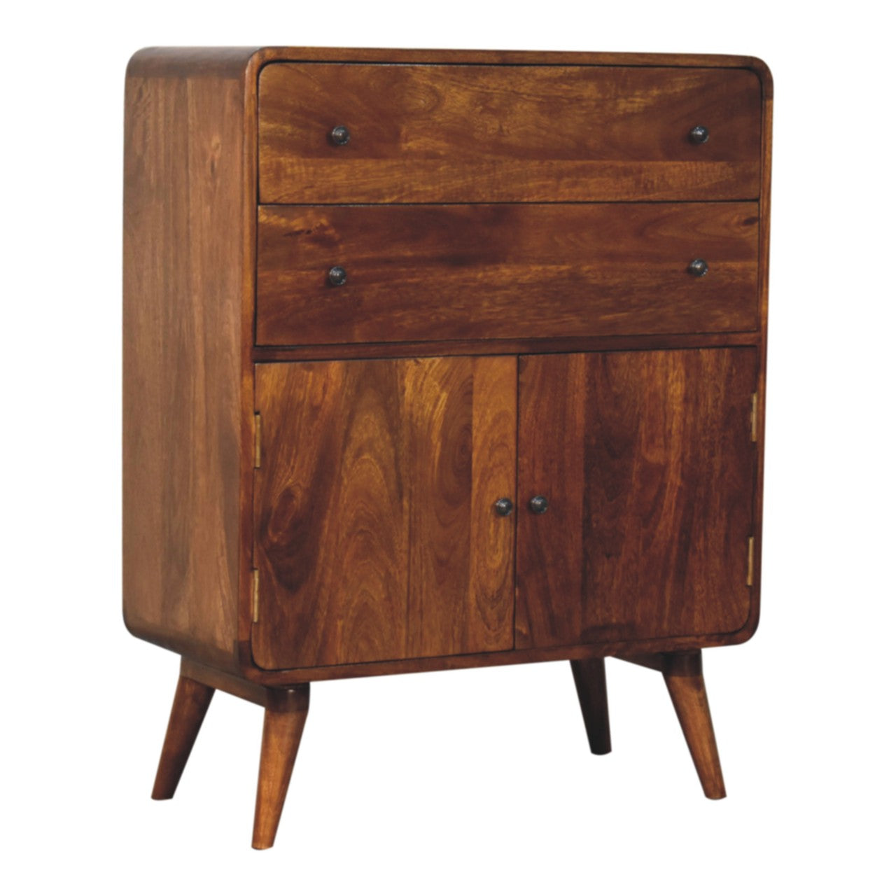Artisan Furniture Solid Mango Wood Curved Nordic Charm Cabinet