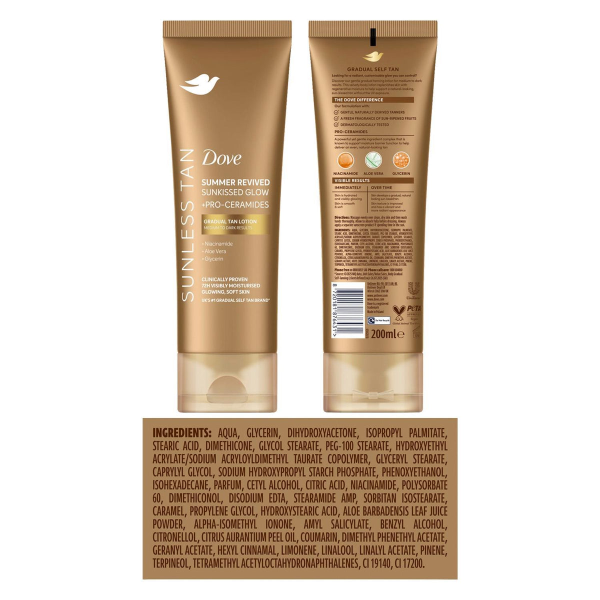 Summer Revived Tanning Lotion, Medium To Dark Sunkissed Glow, 200ml | Set of 1