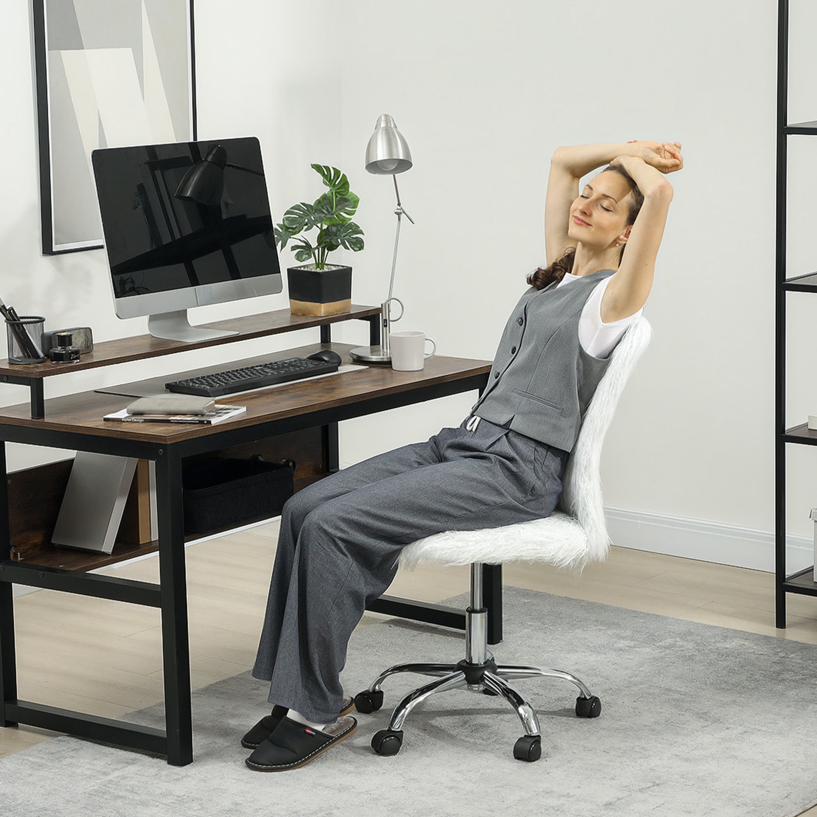 Vanity Chair, Swivel Computer | White