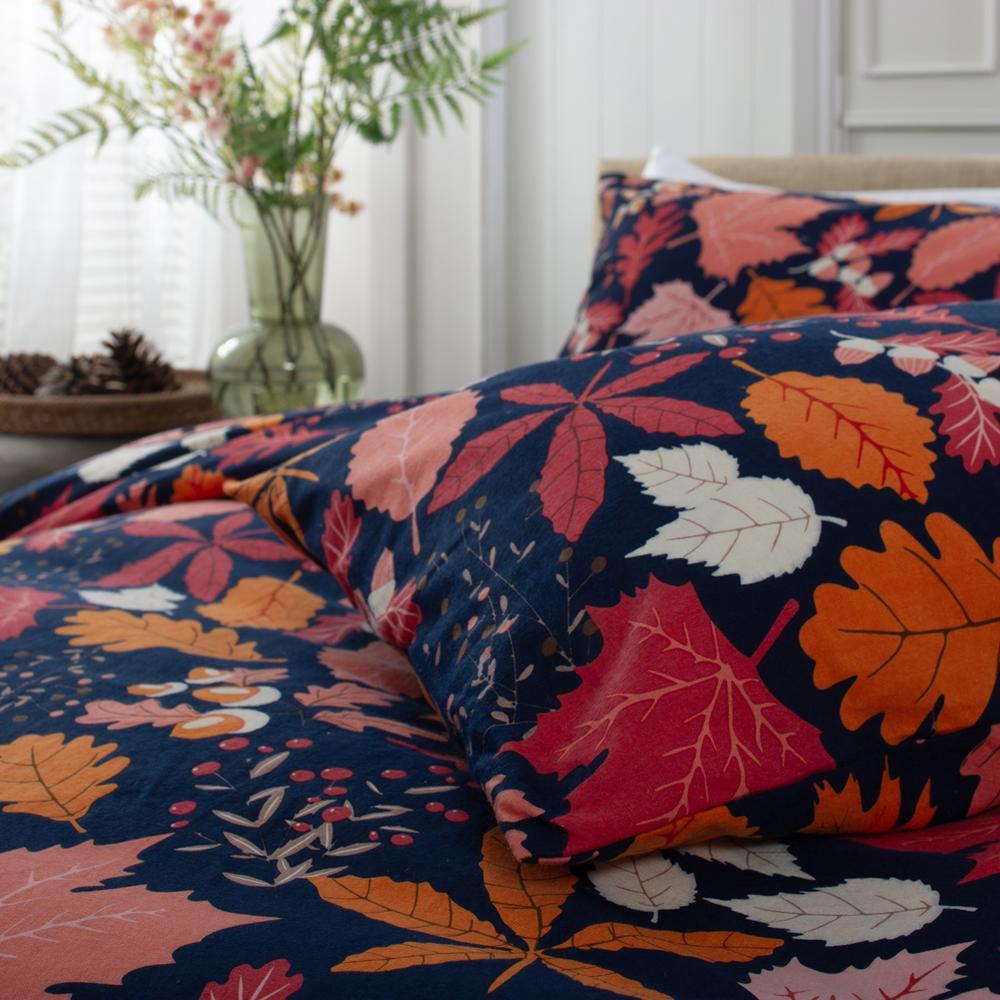 Autumn Leaves 100% Brushed  Cotton Duvet Cover Set | Single | Multi Colour