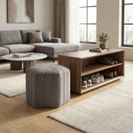 Breeins Hexagon Velvet Upholstered Footstool