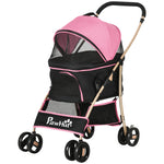 3 In 1 Pet Stroller, Detachable Dog Cat Travel Carriage | Pink