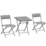 3pc Bistro Set Rattan Furniture Garden Folding Chair Table | Gray