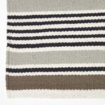 Modern Blue Scandinavian Style Striped Cotton Rug | 120cm x 180cm | Black & Grey