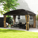 3x4m Hardtop Gazebo With Metal Roof And Aluminium Frame | Brown