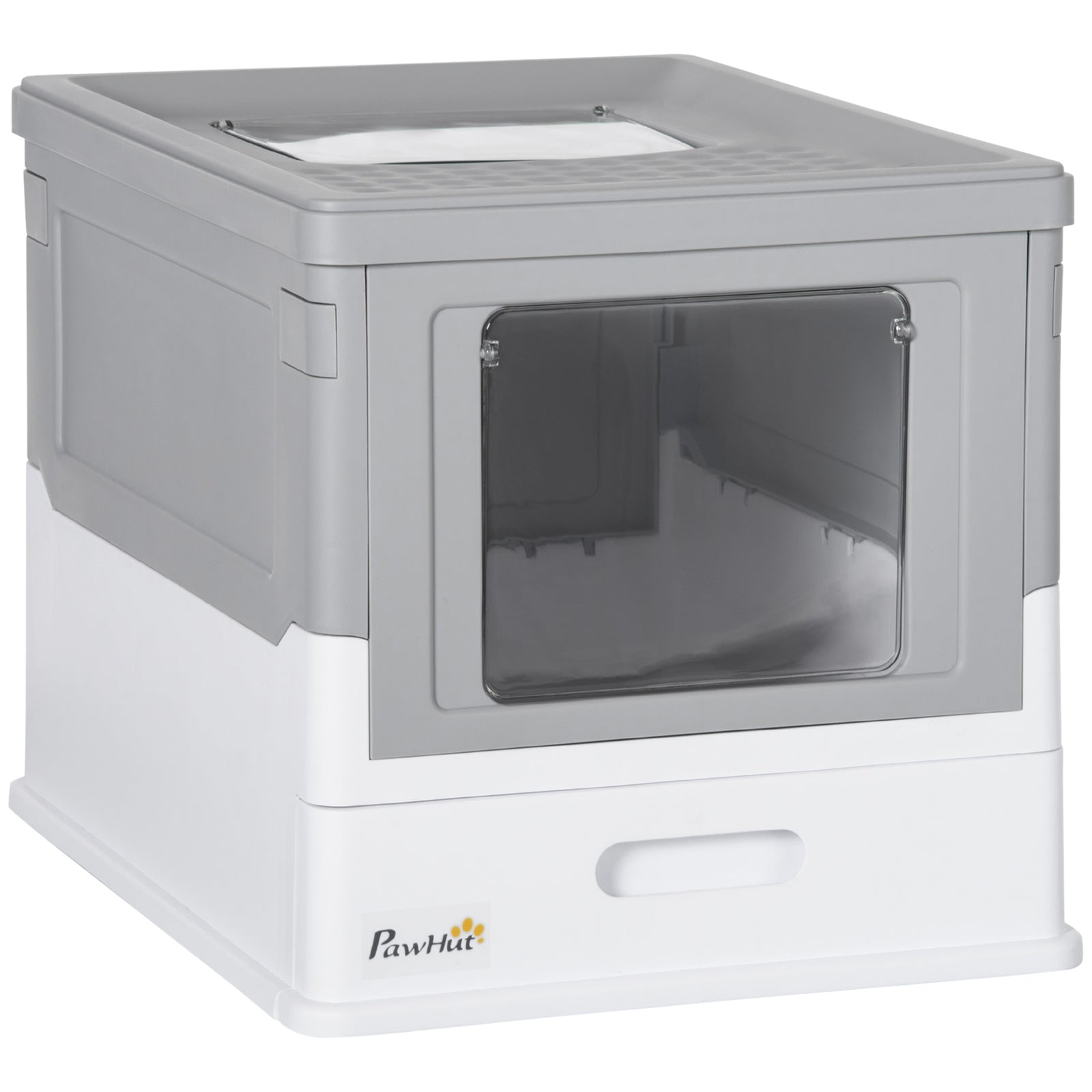 Hooded Cat Litter Box W/ Tray, Scoop, Front Entry | Gray