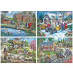 The House of Puzzles Life In The Country- 4 X 500 Piece Jigsaw Puzzles Multi Pack