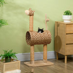 Cat Tree Cute Giraffe Kitten Play Tower W/ Scratching Posts, Tunnel, Ball