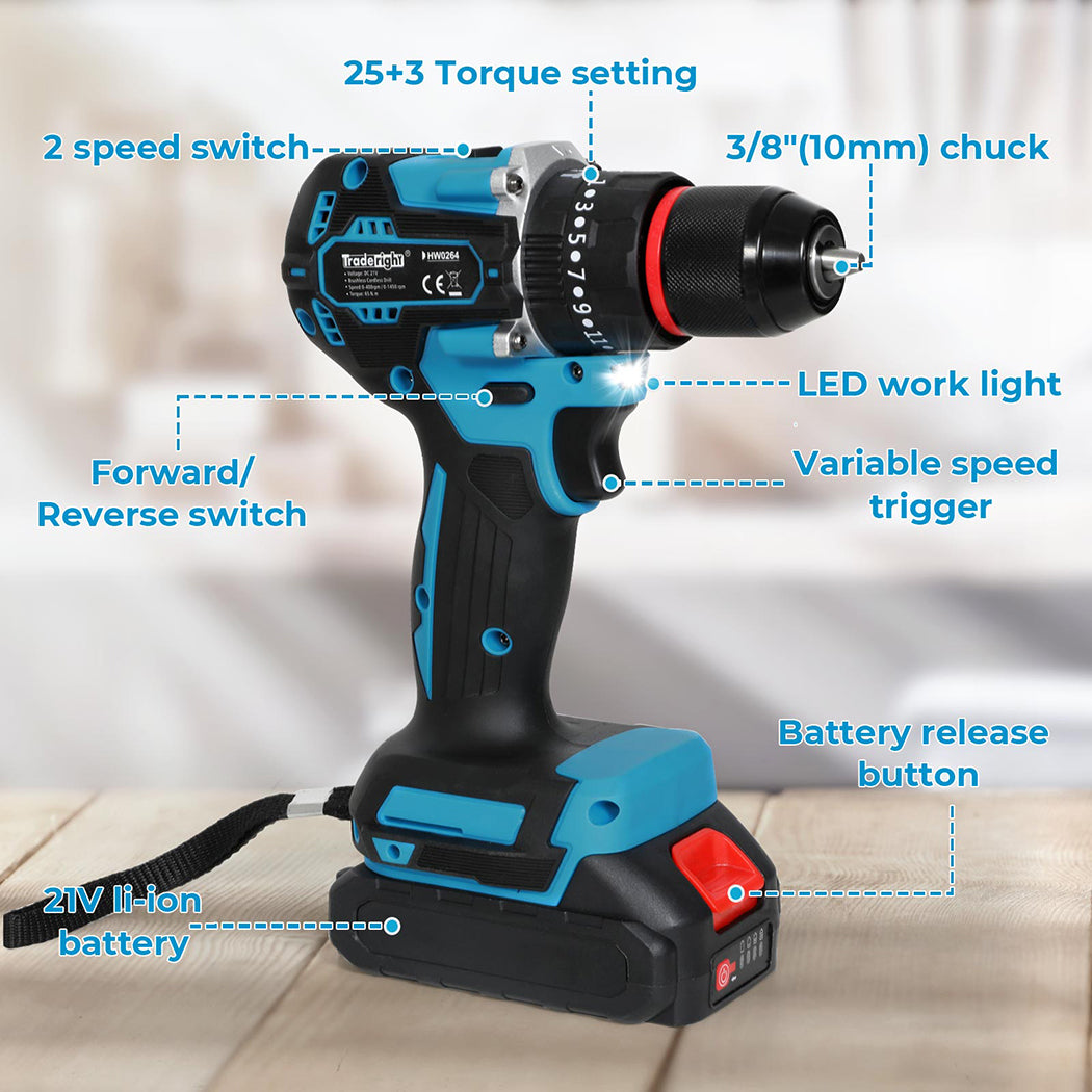96 In 1 Cordless Electric Drill Set Driver Screwdriver Rechargeable | Blue