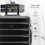 56x45x25cm Large Cabin Carry On Case - Overhead Luggage Suitcase - 4 Spinner Wheels - Aluminium Frame/abs Shell Outer | Cabin | Black