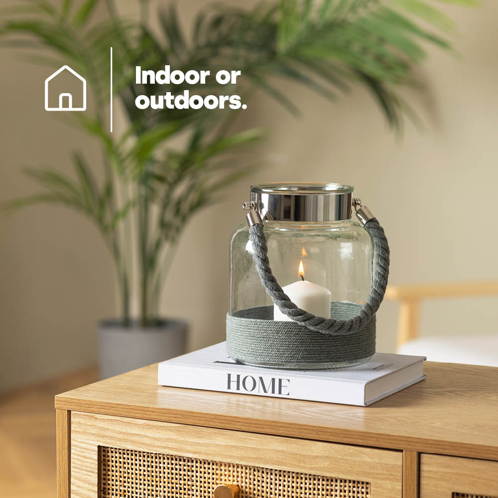 Hurricane Glass Lantern - Grey