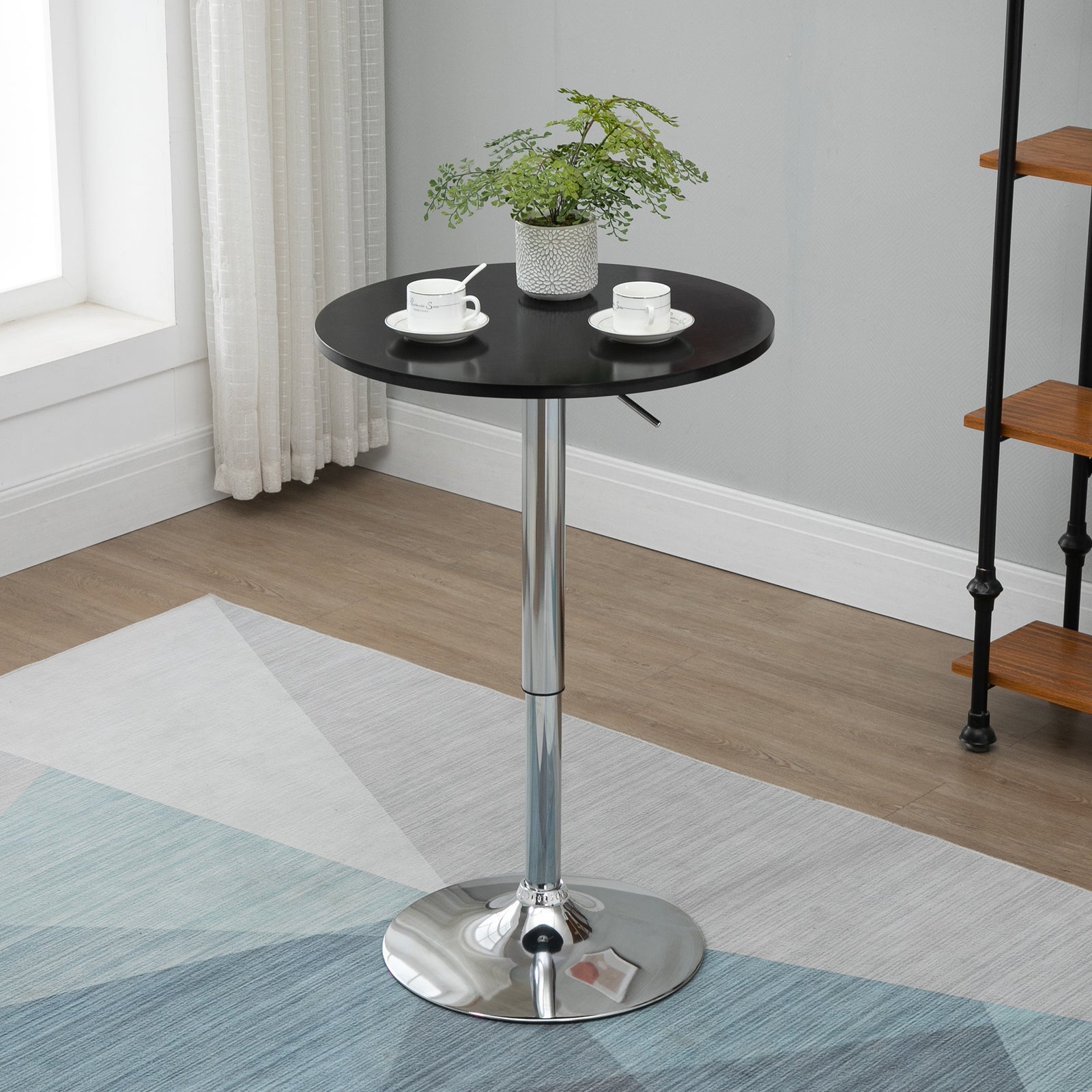 Adjustable Height Round Bar Table, Metal Base
